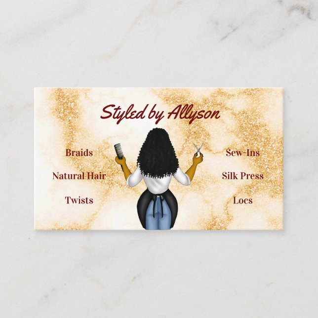 Burgundy Marble Hair Stylist Business Card (Front)
