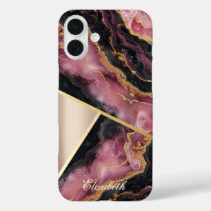 Burgundy Marble Texture,Geometric iPhone 16 Plus Case