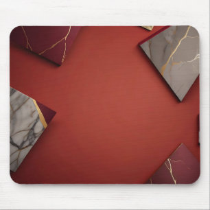 Burgundy Marble with Gold Mouse Pad