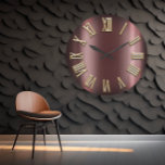 Burgundy Maroon Gold Metallic Roman Number Large Clock<br><div class="desc">Unique minimal and decorative 
My intension was to create a simply but very elegant look with tree-dimensional effect. 
Corresponds to actual fashion trend in home decor.
You can change the shape and colour of the hand.
florenceK design</div>
