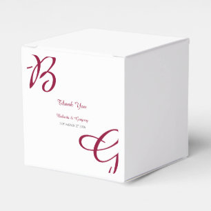 Burgundy Maroon Initials Autumn Fall Wedding  Favor Box