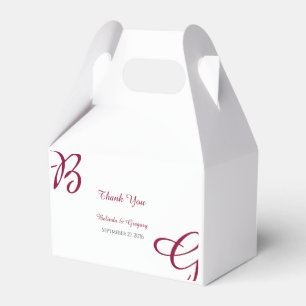 Burgundy Maroon Initials Autumn Fall Wedding   Favor Box