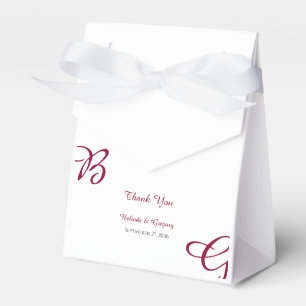 Burgundy Maroon Initials Autumn Fall Wedding  Favor Box