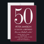 Burgundy Maroon Modern Adult Birthday Invitations<br><div class="desc">A simple and modern burgundy red and white birthday invitation for milestone or any age birthday.  This invite is for any age including milestones: 18th 21st 30th 35th 40th 45th 50th 55th 60th 65th 70th 75th 80th 85th 90th</div>