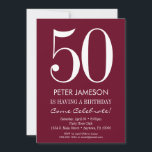 Burgundy Maroon Modern Adult Birthday Invitations<br><div class="desc">A simple and modern burgundy red and white birthday invitation for milestone or any age birthday.  This invite is for any age including milestones: 18th 21st 30th 35th 40th 45th 50th 55th 60th 65th 70th 75th 80th 85th 90th</div>