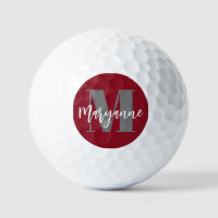 Burgundy Maroon Modern  Elegant Monogram