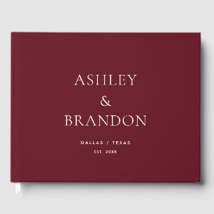 Burgundy Maroon Modern Wedding Custom Guest Book