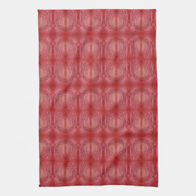 Burgundy Maroon Pattern Faux Batik Kitchen Towels (Vertical)