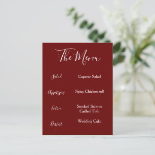 Burgundy Maroon Red White Menu Minimalist Postcard