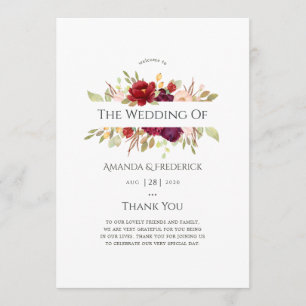 Burgundy - Marsala and Blush Floral Wedding Program