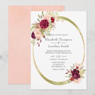 Burgundy - Marsala and Blush Geometric Wedding Invitation