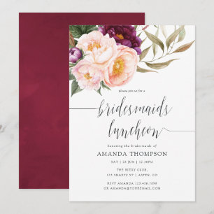 Burgundy - Marsala and Peach Bridesmaids Luncheon Invitation