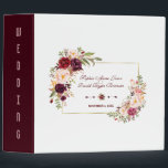 Burgundy Marsala Blush Floral Wedding Photo Album Binder<br><div class="desc">Elegant, romantic design featuring gorgeous watercolour floral bouquets, arrows with hearts and flowers as divider on white background; on the back a royal burgundy background. Use Customize tool to add your info. You can change fonts and their colours, as well the front background colour. For matching items, please, visit my...</div>