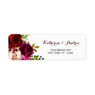 Burgundy Marsala Boho Aquarelle Adresse Florale