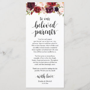 Burgundy Marsala, Carte de remerciements du cadre