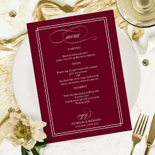 Burgundy Marsala Elégant Menu Mariage