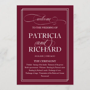 Burgundy Marsala Elegant Wedding Ceremony Program