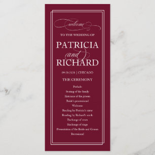 Burgundy Marsala Elegant Wedding Ceremony Program