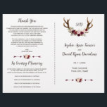 Burgundy Marsala Floral Antlers Wedding Program<br><div class="desc">A Rustic,  Bohemian design for special,  all seasons events! This design features deer antlers,  marsala flowers bouquet,  floral divider with hearts. Use Customize tool to add your info. For more,  visit please,  my Burgundy Marsala Floral Antlers Collection.</div>