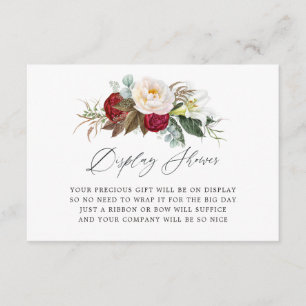 Burgundy - Marsala Floral Bridal Shower Display Enclosure Card