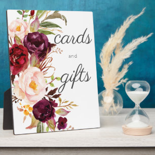 Burgundy Marsala Floral Guestbook Sign White Plaque