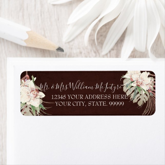 Burgundy Marsala Floral Tropical Foliage Wedding (Insitu)