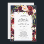 Burgundy Marsala Floral Wedding Program Navy<br><div class="desc">A beautiful wedding program for a beautiful wedding. Decorated with pink and burgundy peony florals, this pink blush and burgundy marsala florals wedding ceremony program will add elegant or modern details to your special day. Available with a white, pink, black, burgundy (maroon), and dark burgundy background. See our Burgundy Marsala...</div>