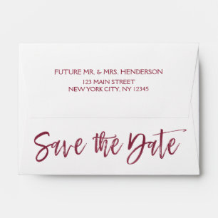 Burgundy Marsala Foil Save the Date Envelopes