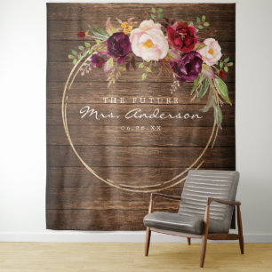 Burgundy Marsala Future Mrs Bridal Shower Backdrop Tapestry