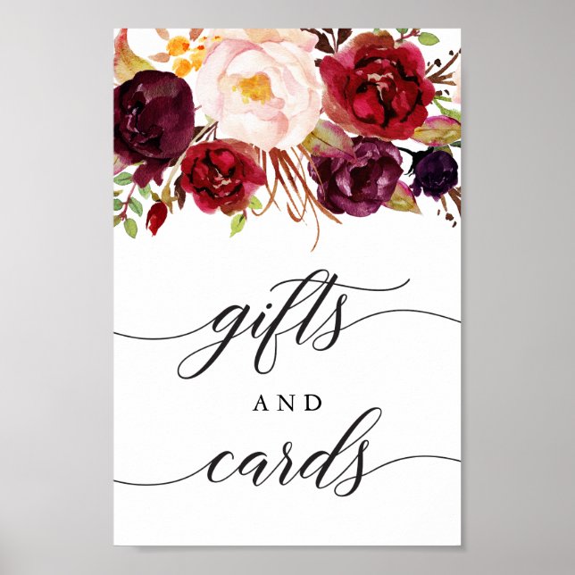 Burgundy Marsala Gifts and Cards Sign (Front)
