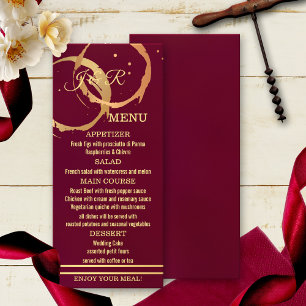 Burgundy Marsala Gold Wine Stain Menu