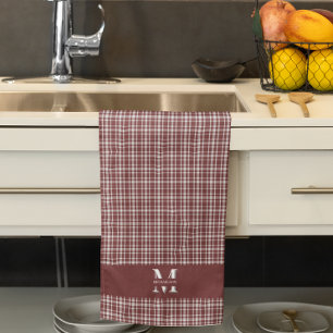 Burgundy Marsala Plaid Kitchen Towel