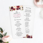 Burgundy Marsala Red Floral Chic Wedding Program<br><div class="desc">Burgundy Marsala Red Floral Chic Wedding Program Card. 
(1) For further customization,  please click the "customize further" link and use our design tool to modify this template. 
(2) If you need help or matching items,  please contact me.</div>