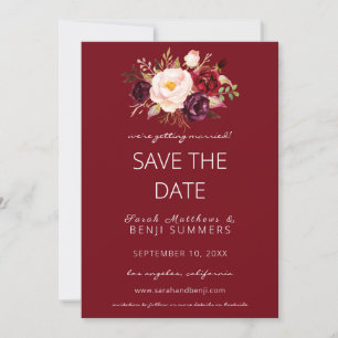 Burgundy Marsala Save the Date Change Red Invitation