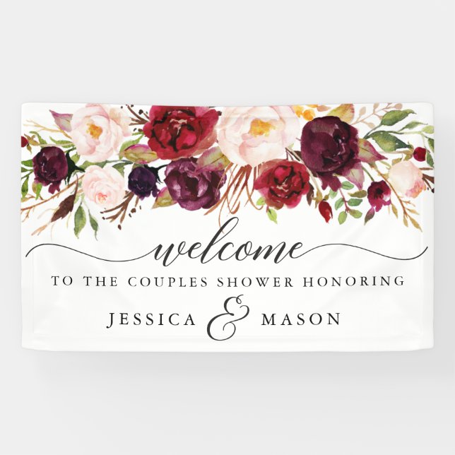 Burgundy Marsala Vinyl Welcome Banner (Horizontal)