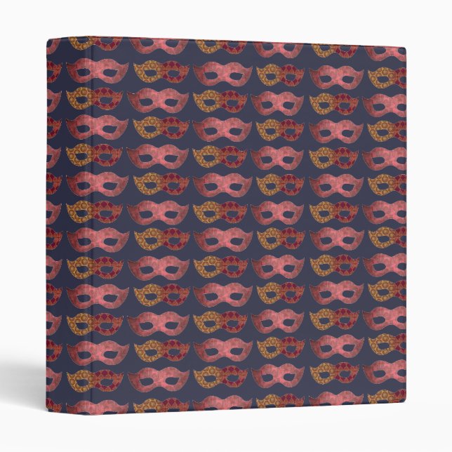 Burgundy Masquerade Masks Pattern Binder (Front/Spine)