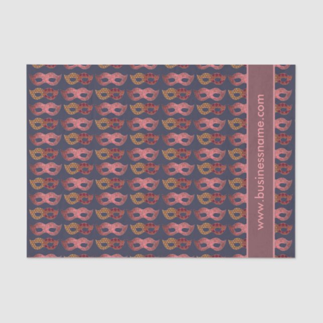 Burgundy Masquerade Masks Pattern Custom Text Tissue Paper (Front)