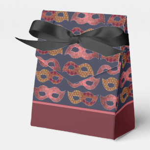 Burgundy Masquerade Masks Pattern Favor Box