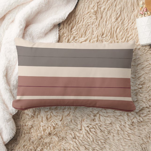Burgundy mauve and grey stripes lumbar pillow (Blanket)