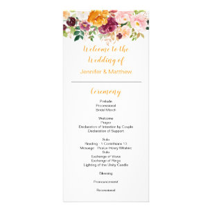 Burgundy Mauve Pink Saffron Wedding Program