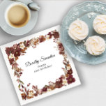 Burgundy Mauve White Fall Flower 40th Birthday Napkin<br><div class="desc">Elegant burgundy, mauve and ivory white fall flowers create a very pretty floral frame. Berries and branches give it a modern and rustic Boho vibe. The birthday celebrant's name is written in a timeless script font. Two lines of text below let you customize your birthday message. This item is part...</div>