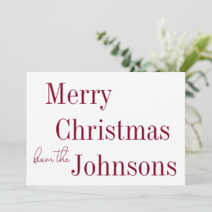 Burgundy Merry Christmas Minimal Holiday Card