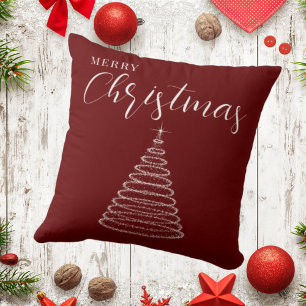 Burgundy merry Christmas pillow