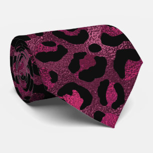 Burgundy Metallic Leopard Print Tie
