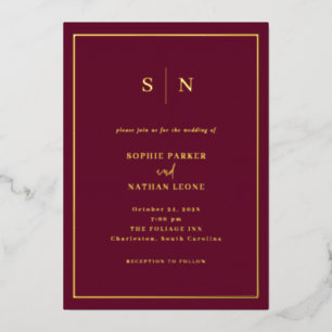 Burgundy Minimal and Chic Border Wedding Gold