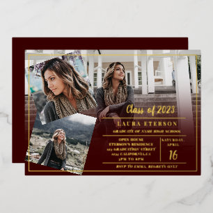 Burgundy minimalist 3 photos graduation