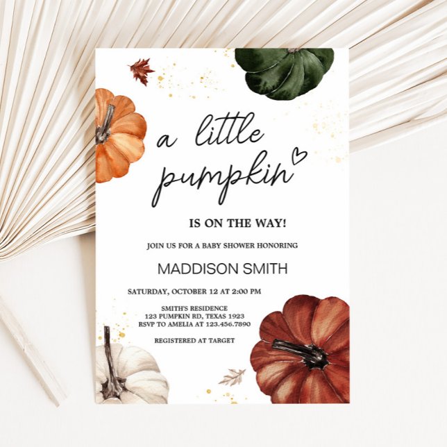 Burgundy Minimalist Autumn Pumpkin Baby Shower  Invitation (Minimalist Autumn Pumpkin Invitation)
