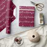Burgundy Minimalist Custom Script Text Snowfall Wrapping Paper<br><div class="desc">Stylish dark Burgundy  cherry wine marsala red Minimalist Custom Script Text Snowfall Wrapping Paper</div>