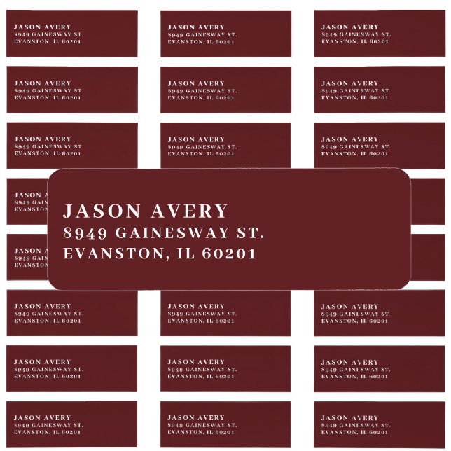 Burgundy Minimalist Name Return Address (Creator Uploaded)