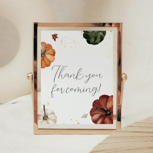 Burgundy Minimalist Pumpkin Thank you for Coming Poster